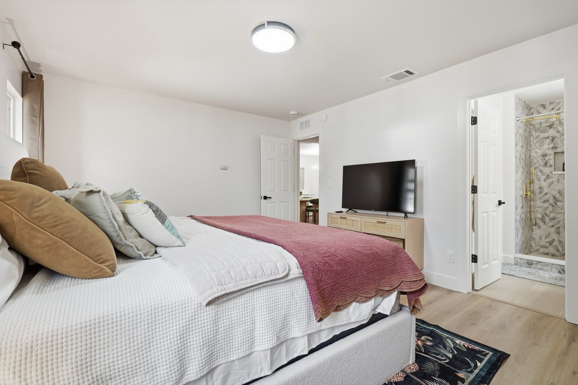 Primary bedroom with king bed