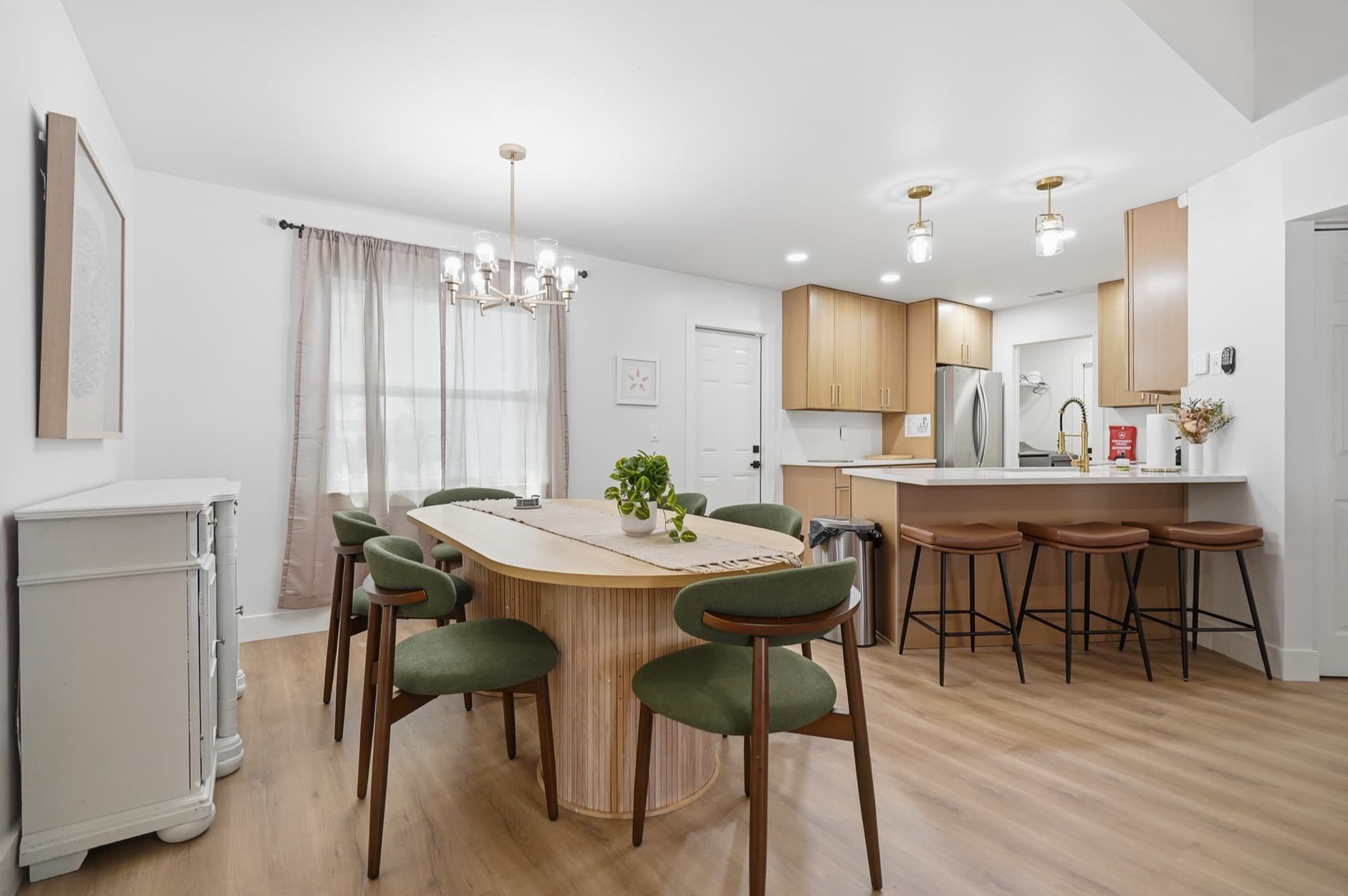 Dining area open to the kitchen