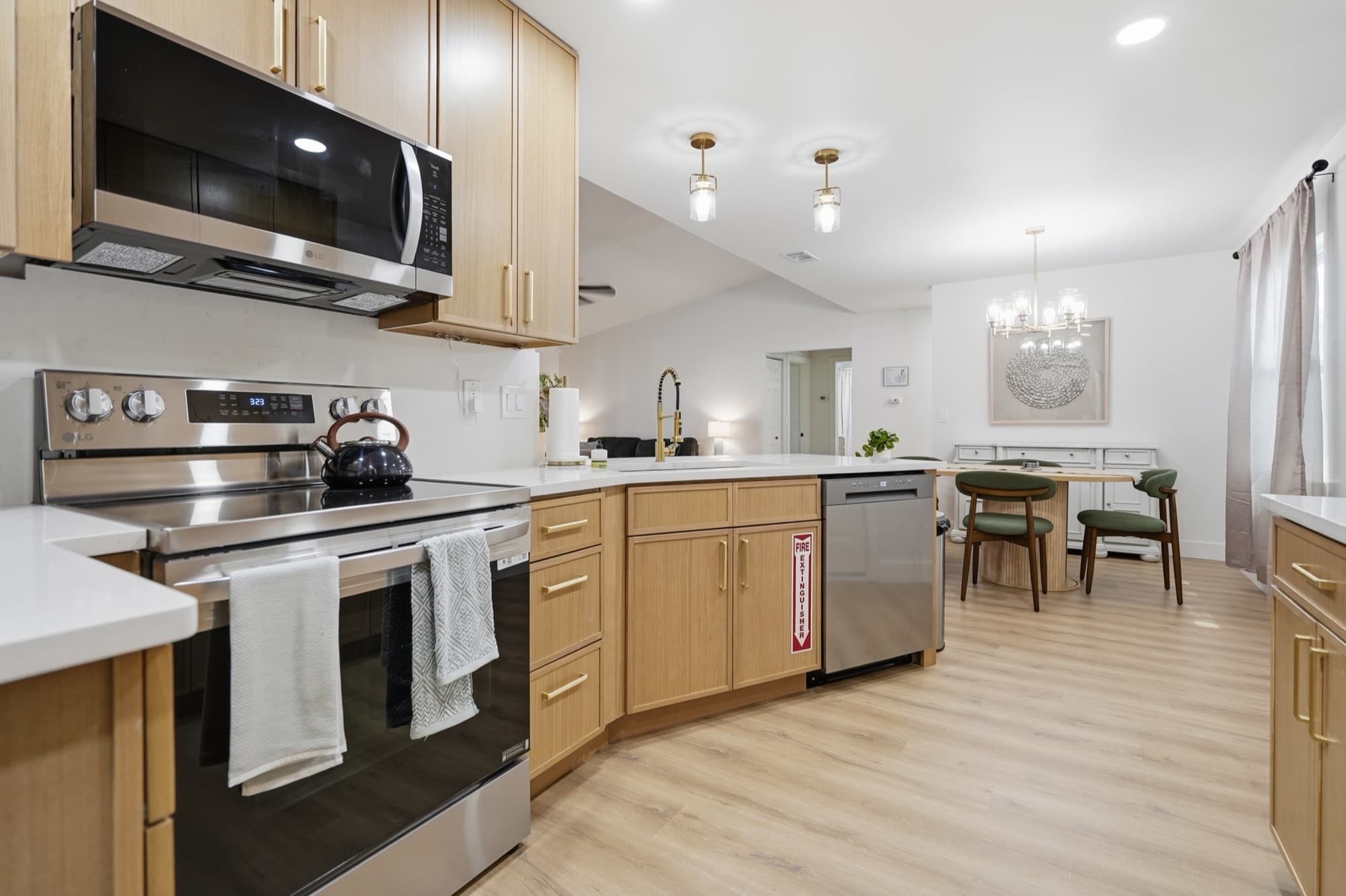 Kitchen open to the dining area